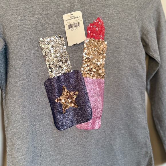 RUUM Girls Sequin Lipstick Long Sleeve Top | L (12) - Picture 5 of 8